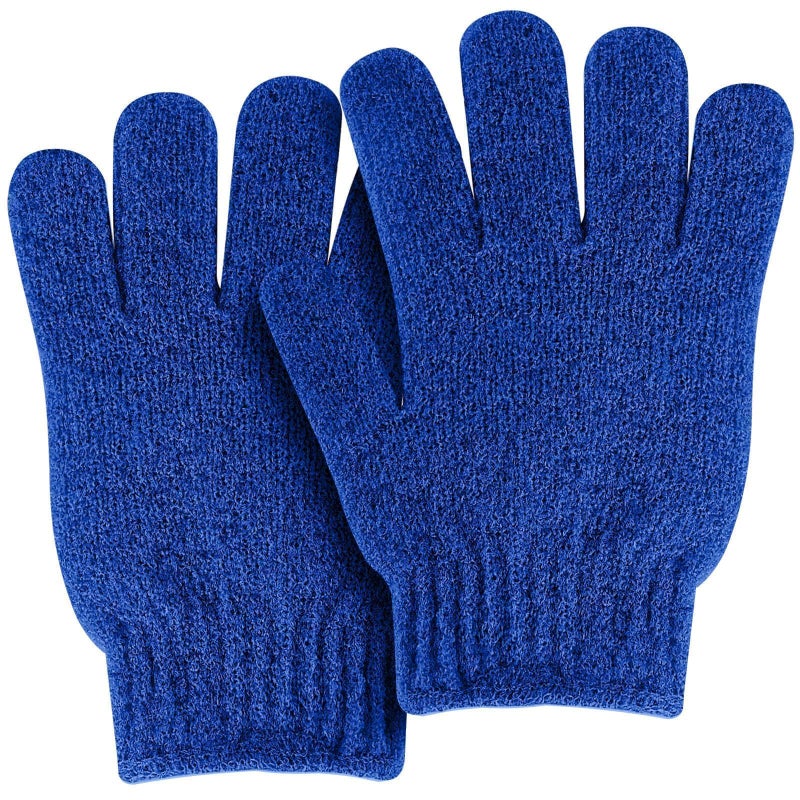 MOLOPPO Bath Glove 2PCS Use Loofah Sponge Exfoliating Body Scrubber Deep Cleansing Removes Dead Skin for Both Women and Men(Midnight Blue) - Image 1